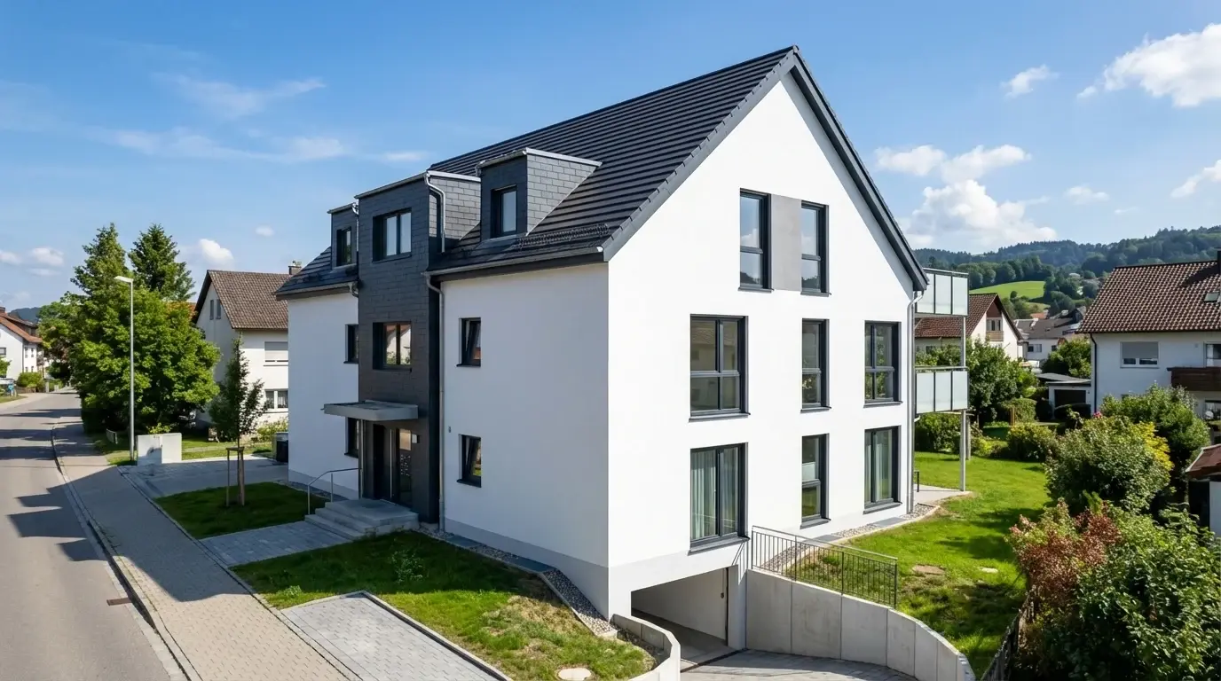 Basswood Mountain Westansicht mit Tiefgarage — Neubau Lindenberg