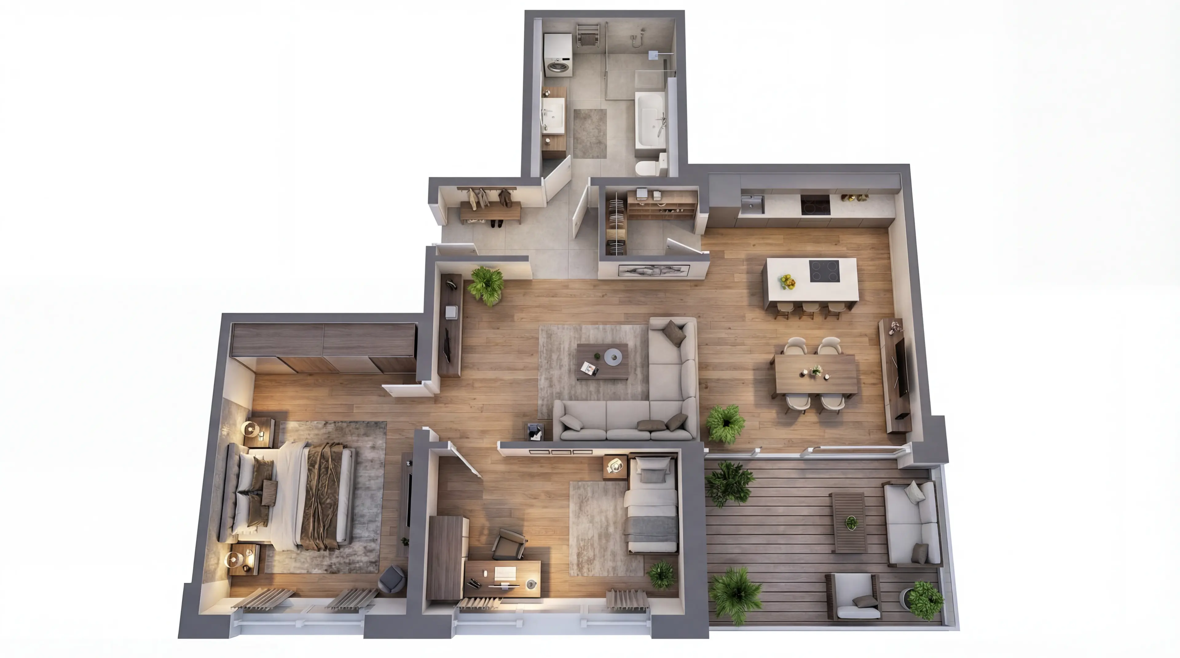 Wohnung 2 — 3D-Grundriss