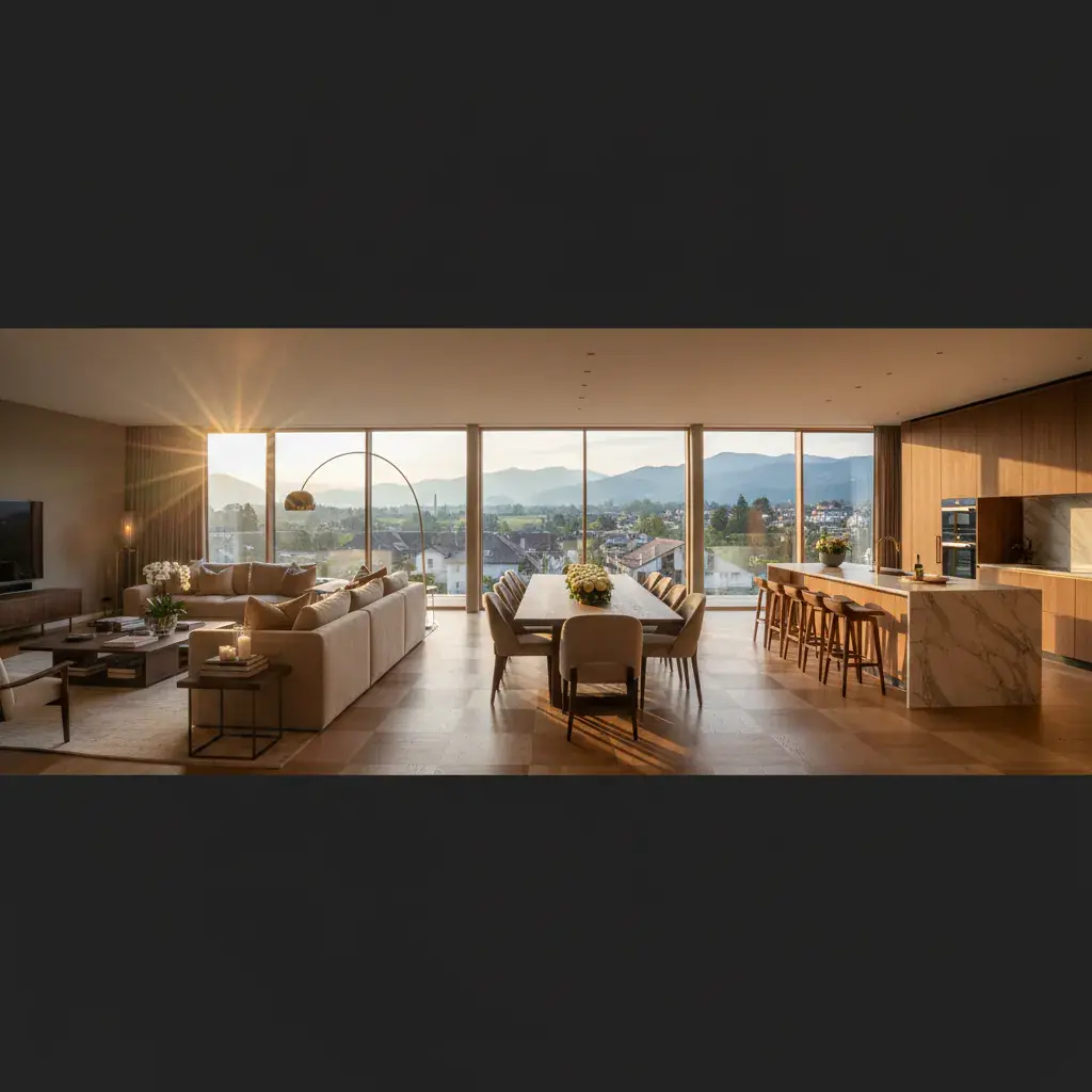 Penthouse — Wohn- & Essbereich Panorama